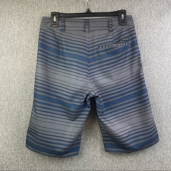 VANS Vanphibian Series Board Shorts Blue & Gray Striped Trunks Men’s Size 28 - Picture 2 of 9